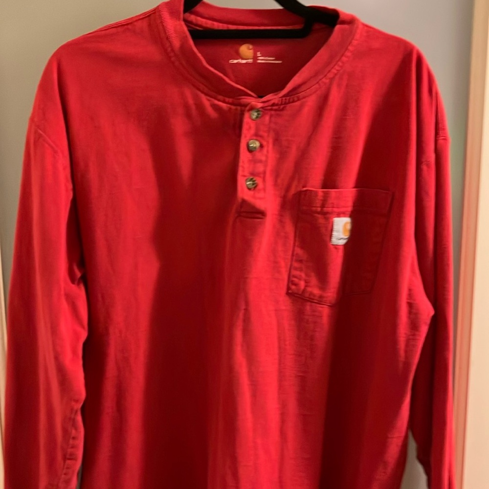 Carhartt Red Long Sleeve Henley Shirt